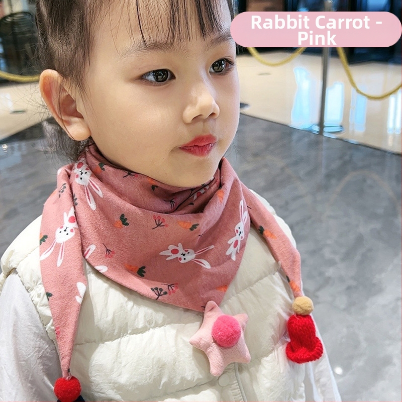 Trīsstūrveida bērnu šalle no kokvilnas, dekoratīva, džakarda adījums, japāņu un korejiešu saldā stilā, ziemai, pavasarim un rudenim