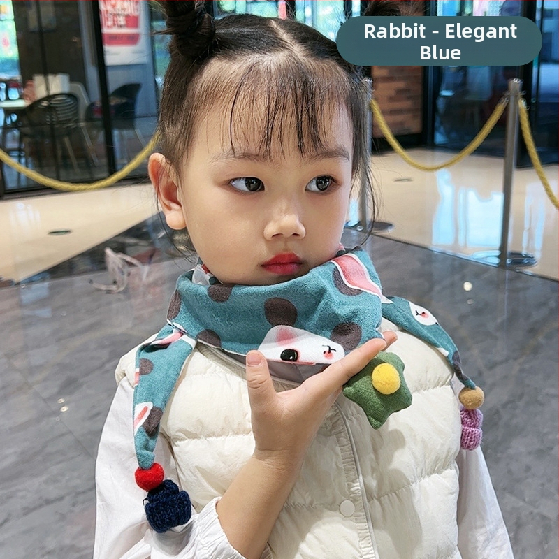 Trīsstūrveida bērnu šalle no kokvilnas, dekoratīva, džakarda adījums, japāņu un korejiešu saldā stilā, ziemai, pavasarim un rudenim