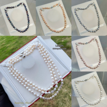 Barokiniai gėlavandeniai perlų vėrinys su 925 sidabro užsegimu, gamtos įkvėptas dizainas