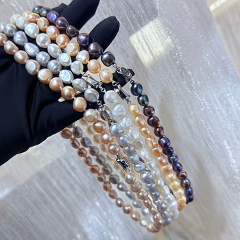 Barokiniai gėlavandeniai perlų vėrinys su 925 sidabro užsegimu, gamtos įkvėptas dizainas