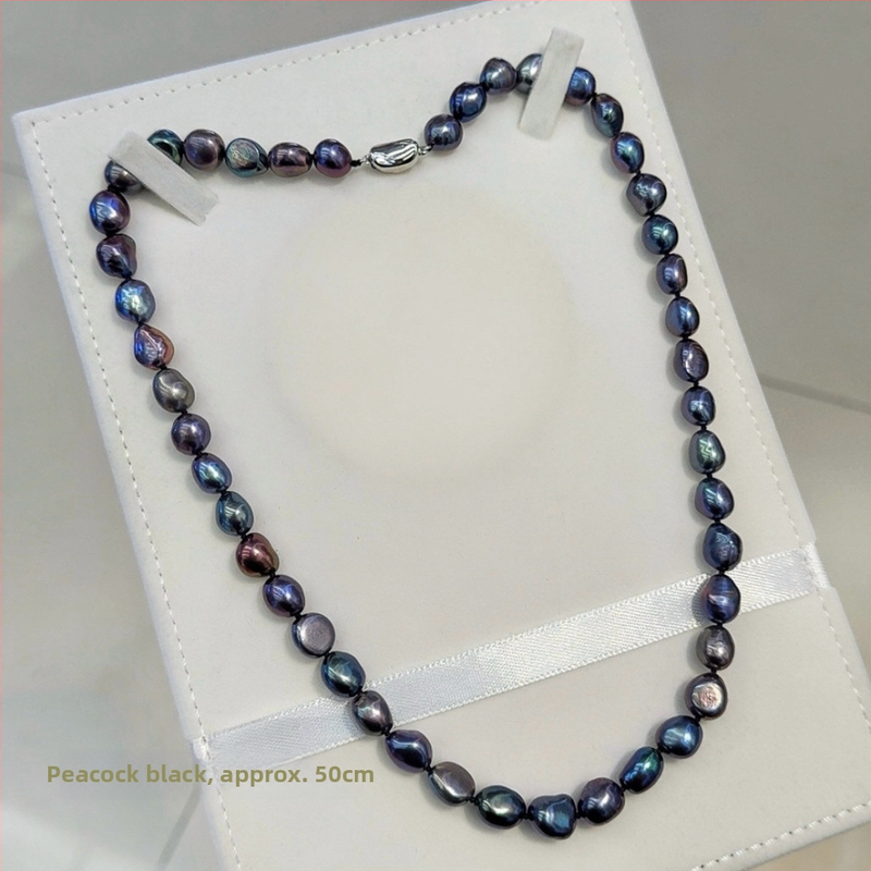 Barokiniai gėlavandeniai perlų vėrinys su 925 sidabro užsegimu, gamtos įkvėptas dizainas