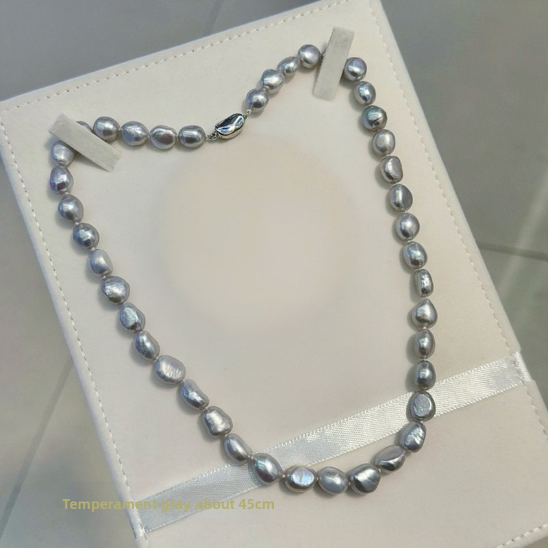 Barokiniai gėlavandeniai perlų vėrinys su 925 sidabro užsegimu, gamtos įkvėptas dizainas