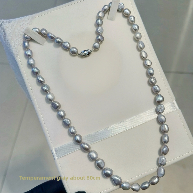 Barokiniai gėlavandeniai perlų vėrinys su 925 sidabro užsegimu, gamtos įkvėptas dizainas