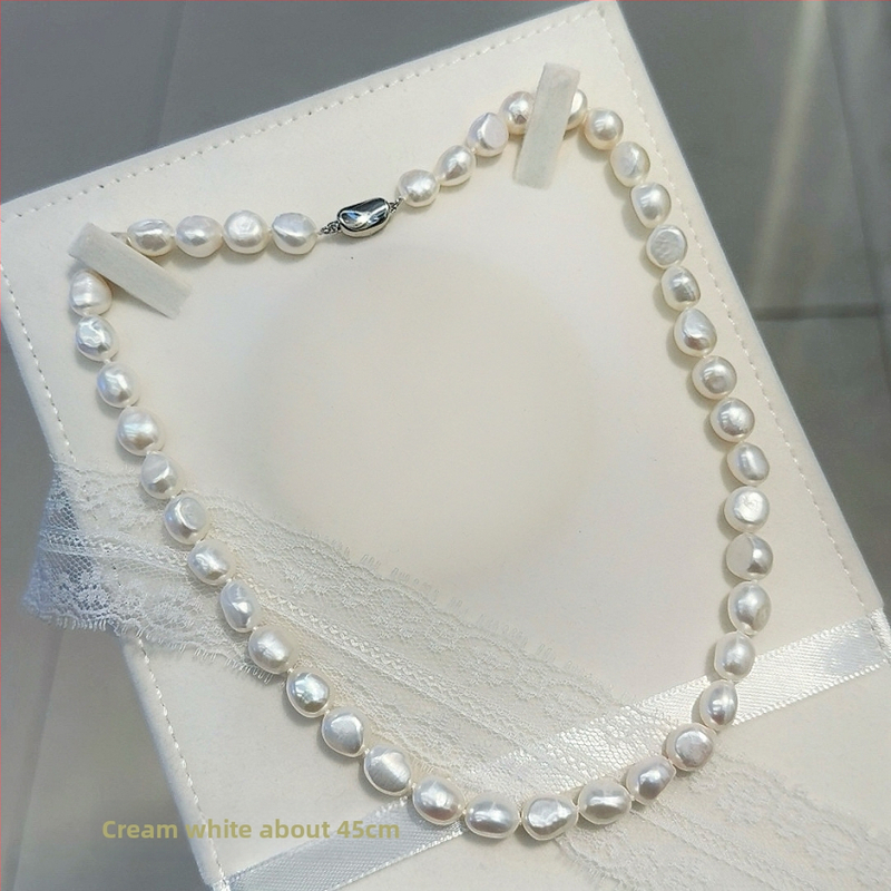 Barokiniai gėlavandeniai perlų vėrinys su 925 sidabro užsegimu, gamtos įkvėptas dizainas