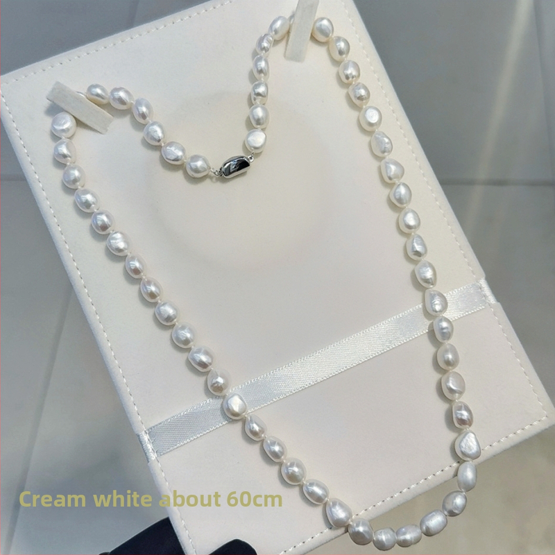 Barokiniai gėlavandeniai perlų vėrinys su 925 sidabro užsegimu, gamtos įkvėptas dizainas