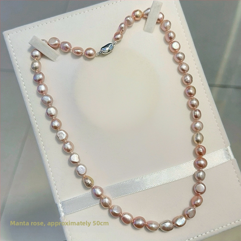 Barokiniai gėlavandeniai perlų vėrinys su 925 sidabro užsegimu, gamtos įkvėptas dizainas