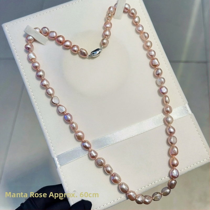 Barokiniai gėlavandeniai perlų vėrinys su 925 sidabro užsegimu, gamtos įkvėptas dizainas