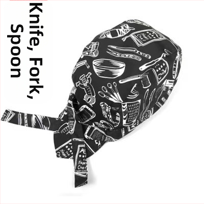 Καπέλο σεφ από βαμβάκι με ρίγες, warp-knitted κατασκευή, κυρτή κορυφή, ρυθμιζόμενη κεφαλόδεση