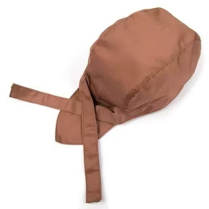 Καπέλο σεφ από βαμβάκι με ρίγες, warp-knitted κατασκευή, κυρτή κορυφή, ρυθμιζόμενη κεφαλόδεση