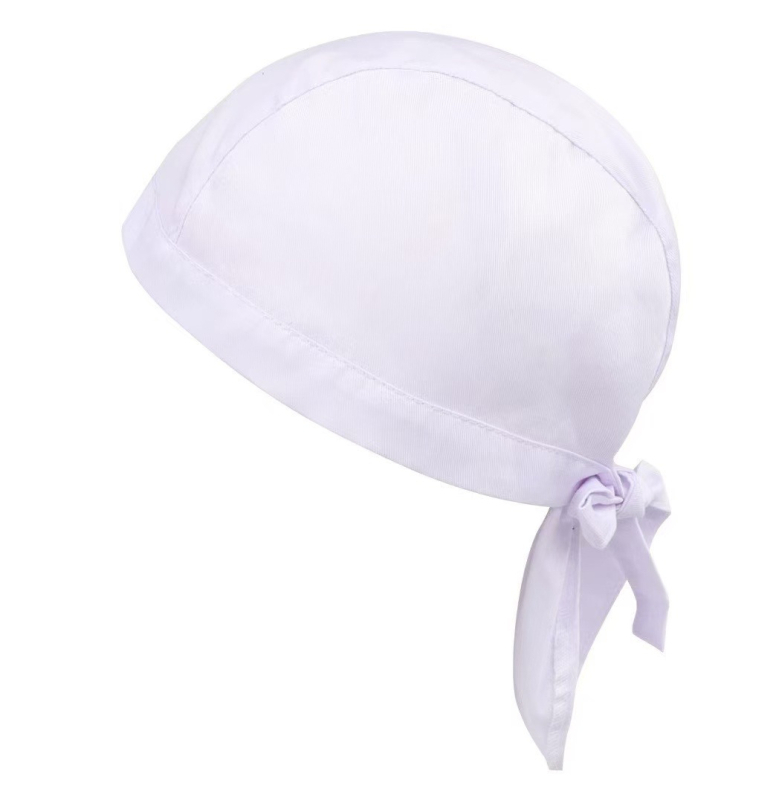 Καπέλο σεφ από βαμβάκι με ρίγες, warp-knitted κατασκευή, κυρτή κορυφή, ρυθμιζόμενη κεφαλόδεση