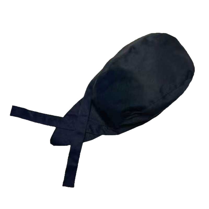 Καπέλο σεφ από βαμβάκι με ρίγες, warp-knitted κατασκευή, κυρτή κορυφή, ρυθμιζόμενη κεφαλόδεση