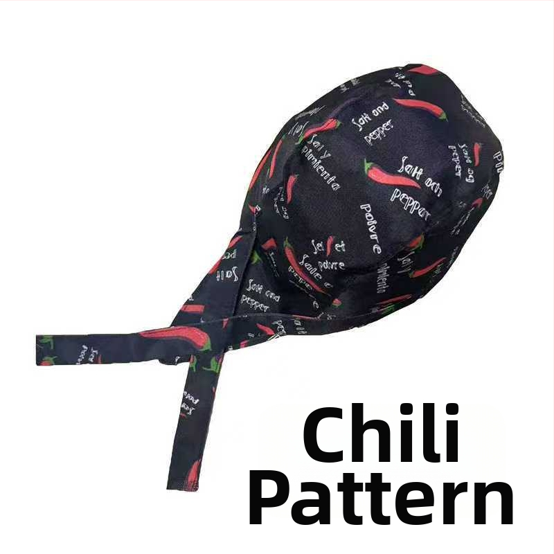 Καπέλο σεφ από βαμβάκι με ρίγες, warp-knitted κατασκευή, κυρτή κορυφή, ρυθμιζόμενη κεφαλόδεση