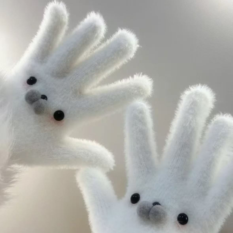 Sievietēm ziemas pirkstu cimdi no auduma ar izšuvumiem, saglabā siltumu