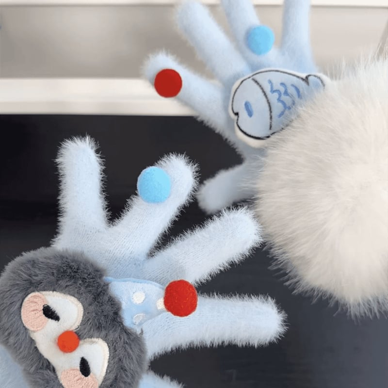 Sievietēm ziemas pirkstu cimdi no auduma ar izšuvumiem, saglabā siltumu