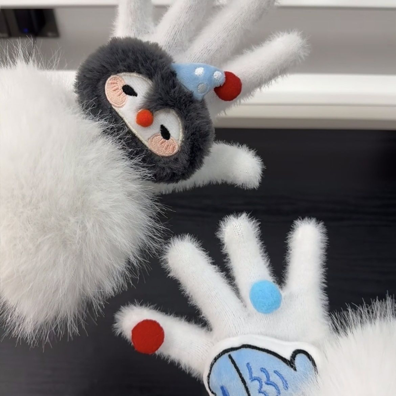 Sievietēm ziemas pirkstu cimdi no auduma ar izšuvumiem, saglabā siltumu