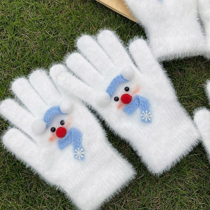 Sievietēm ziemas pirkstu cimdi no auduma ar izšuvumiem, saglabā siltumu