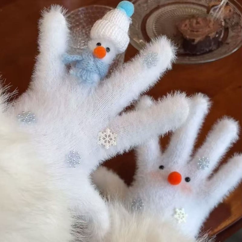 Sievietēm ziemas pirkstu cimdi no auduma ar izšuvumiem, saglabā siltumu