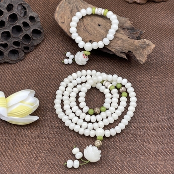 Bodhi korijen narukvica, 108 perli, Geometrijski dizajn, Unisex, Polirani završetak