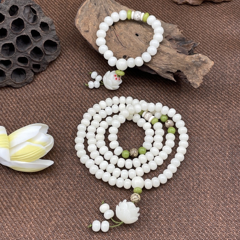 Bodhi korijen narukvica, 108 perli, Geometrijski dizajn, Unisex, Polirani završetak