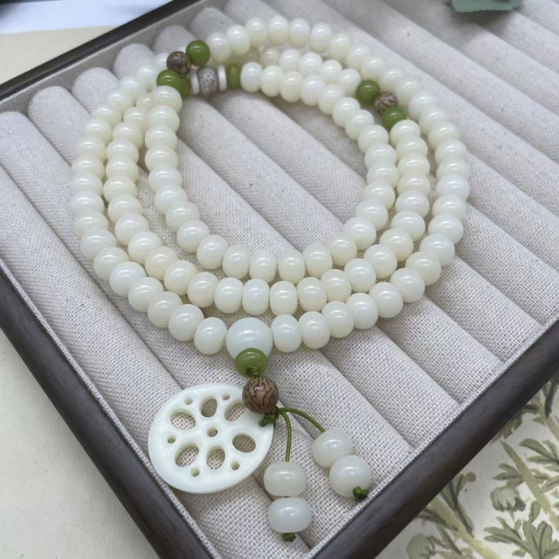 Bodhi korijen narukvica, 108 perli, Geometrijski dizajn, Unisex, Polirani završetak