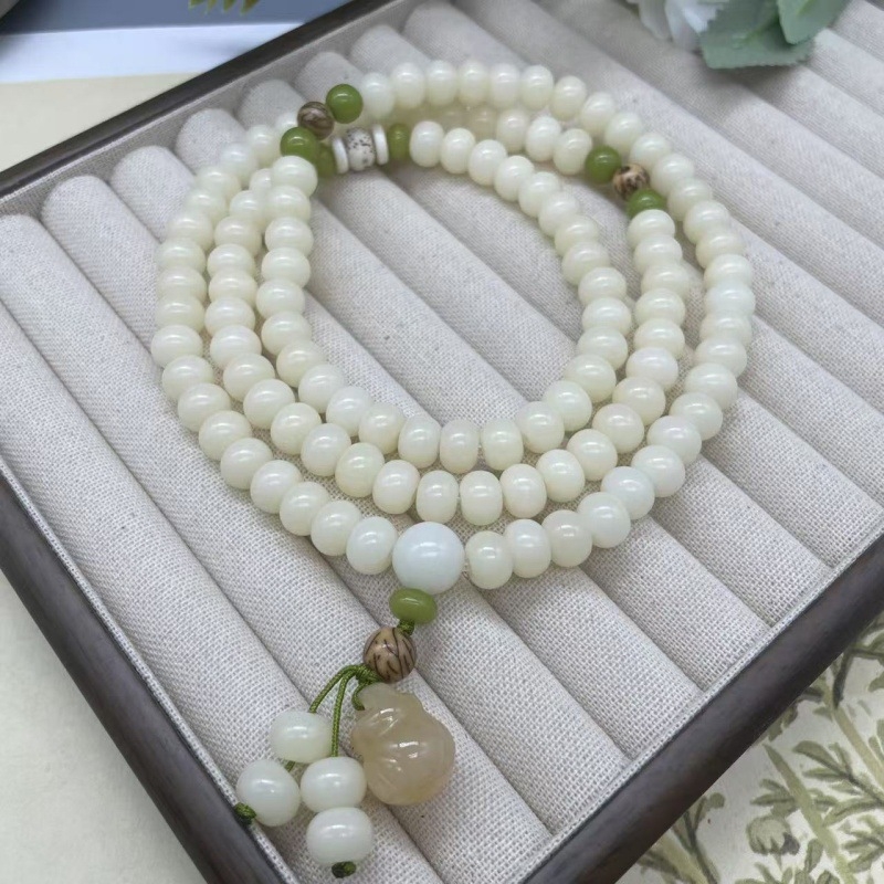 Bodhi korijen narukvica, 108 perli, Geometrijski dizajn, Unisex, Polirani završetak