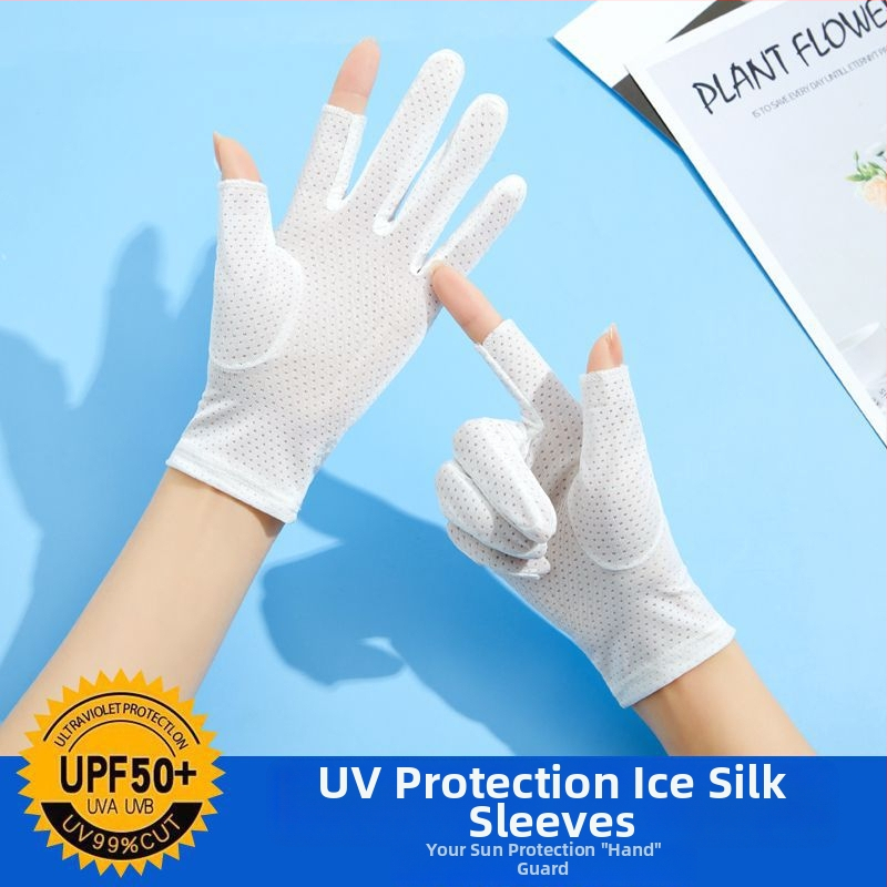 Dámske slnečné rukavice - UV ochrana, protišmykové, priedušné, kompatibilné s dotykovým displejom; Materiál: Iné