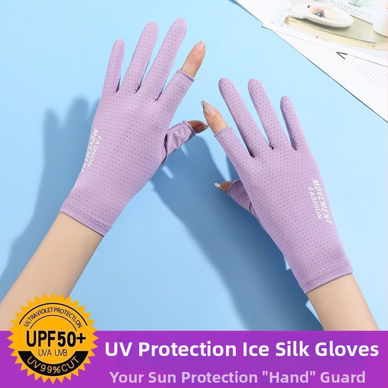 Dámske slnečné rukavice - UV ochrana, protišmykové, priedušné, kompatibilné s dotykovým displejom; Materiál: Iné