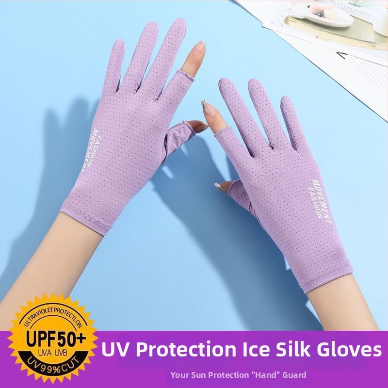 Sieviešu saules aizsardzības cimdi - UV aizsardzība, anti-slīdēšana, elpojoši, ar skārienjutīgu ekrānu saderīgi; Materiāls: Cits