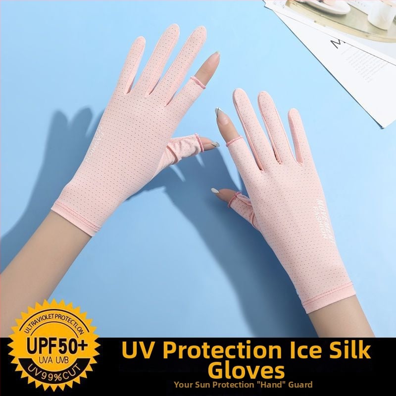 Sieviešu saules aizsardzības cimdi - UV aizsardzība, anti-slīdēšana, elpojoši, ar skārienjutīgu ekrānu saderīgi; Materiāls: Cits