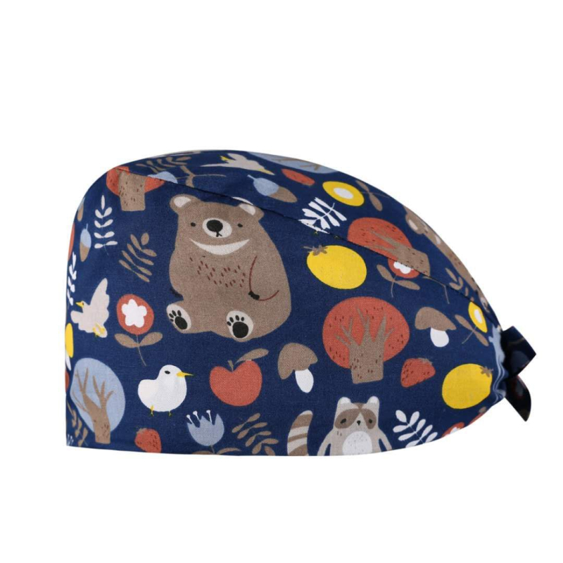 Πλεκτή χειρουργική κάλυψη κεφαλής, βαμβακερή, εκτύπωση μοτίβου, ύφανση Twill, κορυφή με κυρτό σχήμα