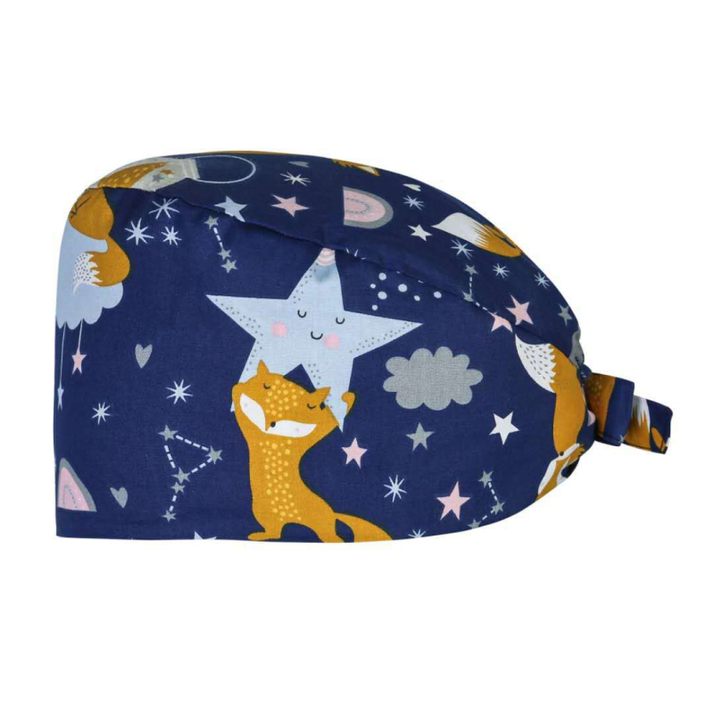 Πλεκτή χειρουργική κάλυψη κεφαλής, βαμβακερή, εκτύπωση μοτίβου, ύφανση Twill, κορυφή με κυρτό σχήμα