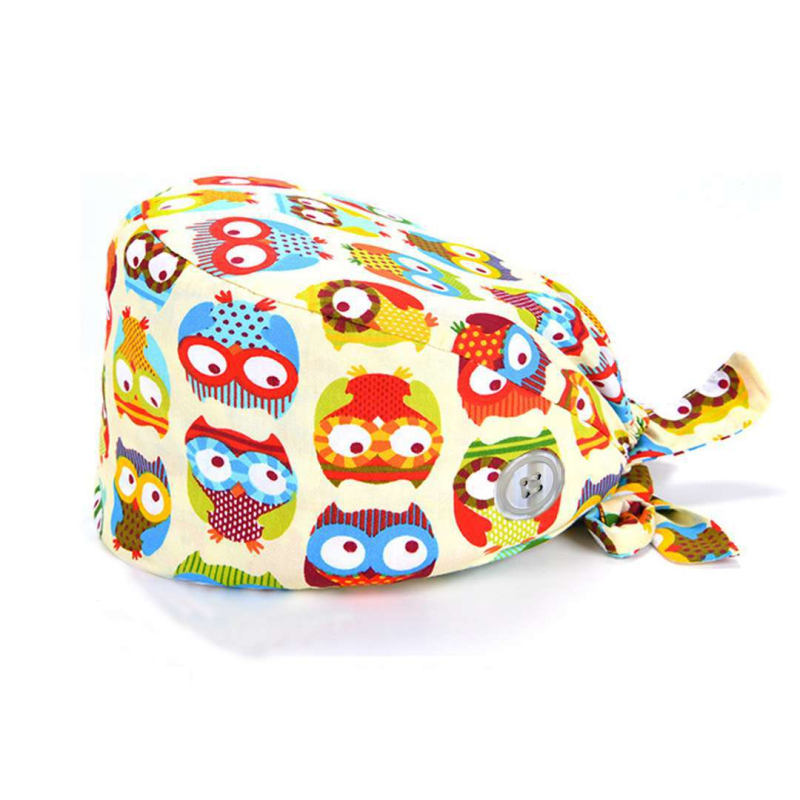 Πλεκτή χειρουργική κάλυψη κεφαλής, βαμβακερή, εκτύπωση μοτίβου, ύφανση Twill, κορυφή με κυρτό σχήμα