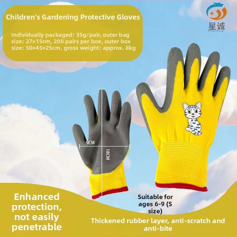 Vaikų apsauginės pirštinės lauko veikloms: neslystančios, atsparios vandeniui ir pjovimo atsparios, tinkamos žvejybai, sodininkystei ir stovyklavimui