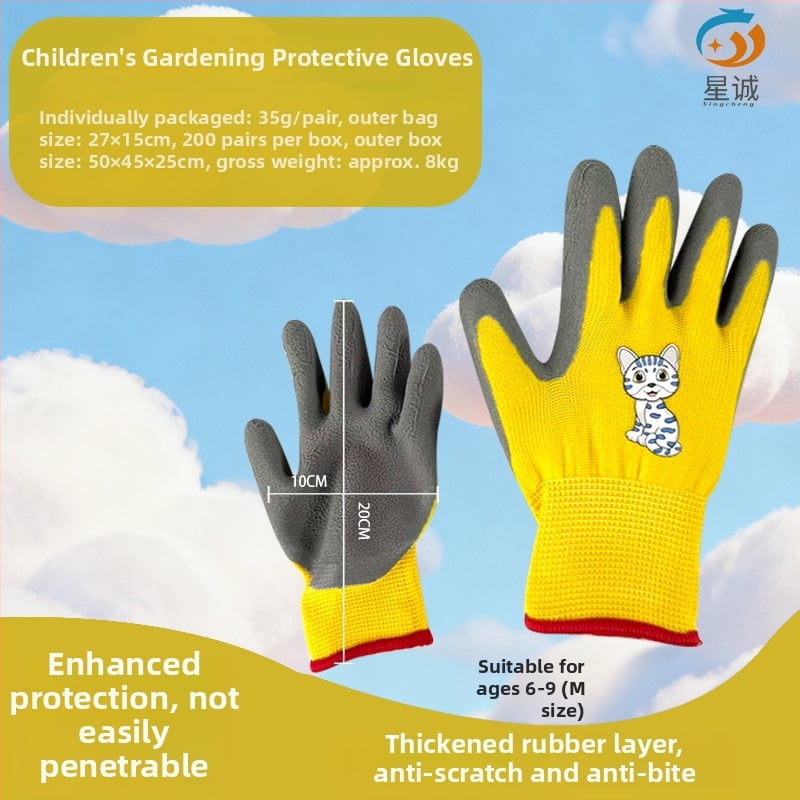 Vaikų apsauginės pirštinės lauko veikloms: neslystančios, atsparios vandeniui ir pjovimo atsparios, tinkamos žvejybai, sodininkystei ir stovyklavimui