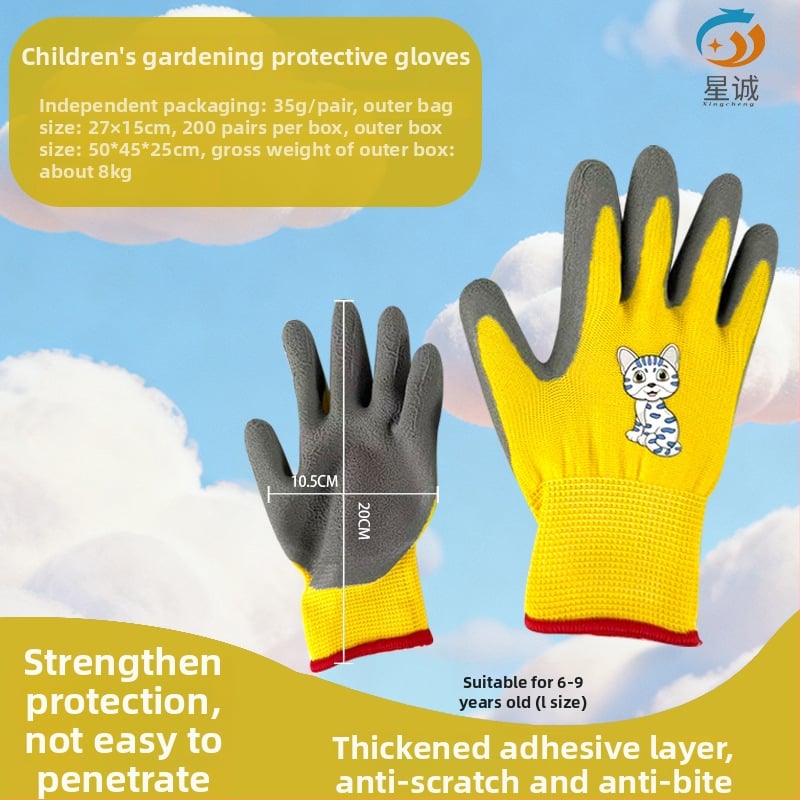 Vaikų apsauginės pirštinės lauko veikloms: neslystančios, atsparios vandeniui ir pjovimo atsparios, tinkamos žvejybai, sodininkystei ir stovyklavimui