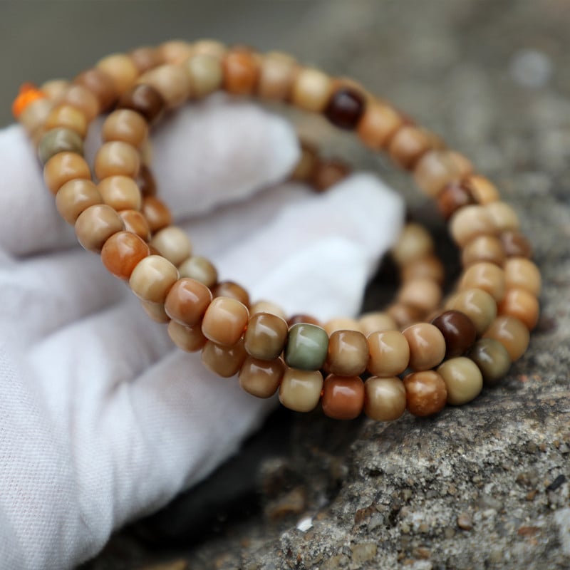 Bodhi mala Dragon Spine – 108 perli, cilindrične starinskog stila