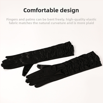 Булчински сатенени ръкавици, дълги, с пълни пръсти, декоративни, от My Aini, персонализируеми