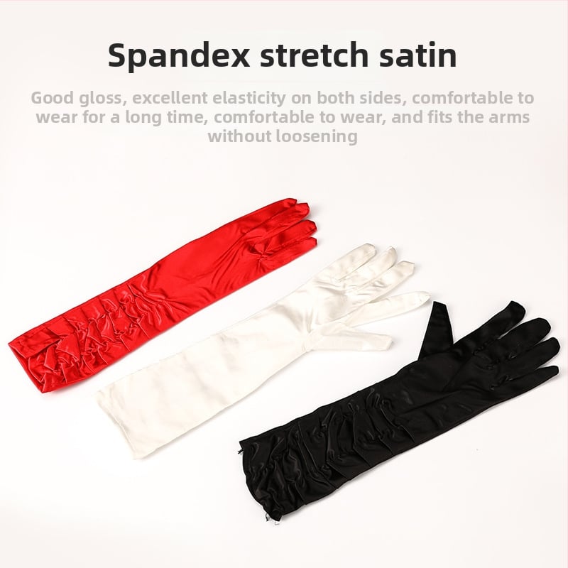 Булчински сатенени ръкавици, дълги, с пълни пръсти, декоративни, от My Aini, персонализируеми