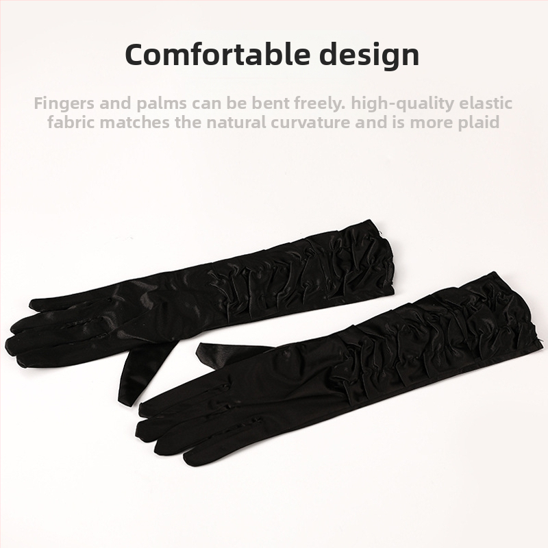 Булчински сатенени ръкавици, дълги, с пълни пръсти, декоративни, от My Aini, персонализируеми