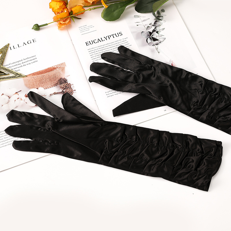 Булчински сатенени ръкавици, дълги, с пълни пръсти, декоративни, от My Aini, персонализируеми