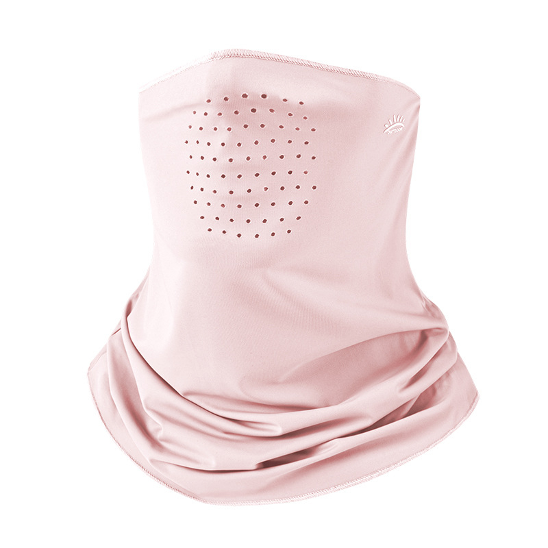 Maska za lice od ice silk s UV zaštitom i štitom za vrat za vožnju autom i biciklom — prozračna, poluotvoren dizajn, minimalistički korejski stil