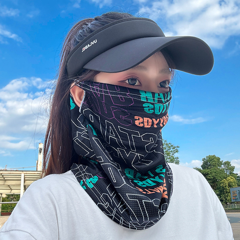 Ljetna maska za lice za biciklizam s UV zaštitom, Ice Silk materijal, street/hip-hop stil, polupokriven dizajn
