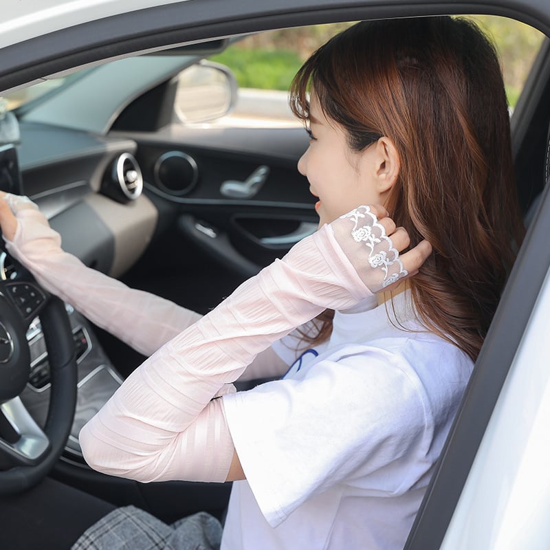 Ice Silk дантелени слънцезащитни ръкавели за жени – за каране на открито