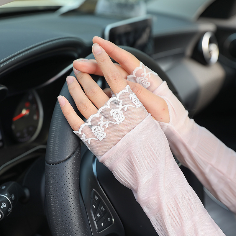 Ice Silk дантелени слънцезащитни ръкавели за жени – за каране на открито