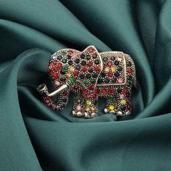 Ženska broš s elefantom od kristala, originalni dizajn, elektroplatinirani završetak