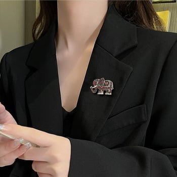 Ženska broš s elefantom od kristala, originalni dizajn, elektroplatinirani završetak