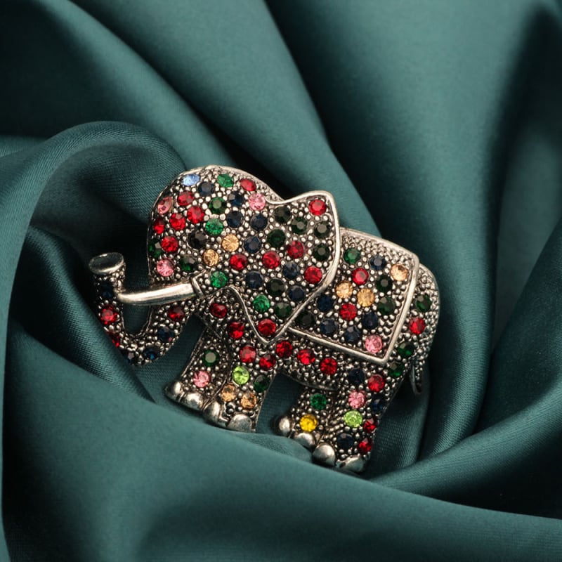 Ženska broš s elefantom od kristala, originalni dizajn, elektroplatinirani završetak