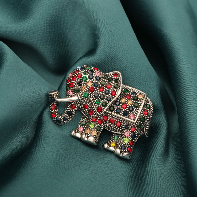 Ženska broš s elefantom od kristala, originalni dizajn, elektroplatinirani završetak