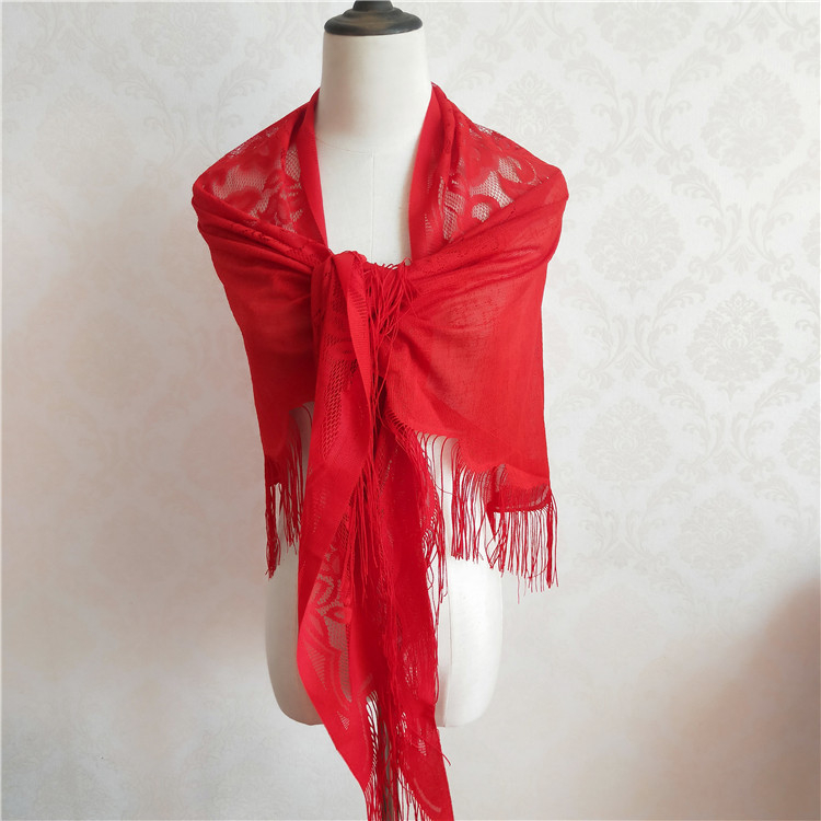 Čipkasti trokutasti šal s resicama, vintage etno stil, jednostavno tkanje, čipkasta tkanina od poliestera, tisak i jacquard obrada, ljetni dodatak