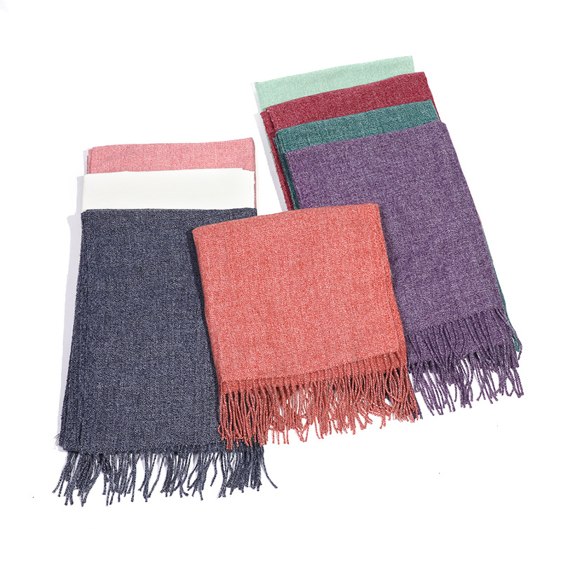 Šal od imitacijskog kašmira s resicama, Warp Knit, zimska toplina, poslovni stil, 96%+ poliester tkanina